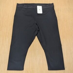 NWT Fabletics High Waisted PowerHold Logo‎ Crop Capri Leggings Black Women's 3X